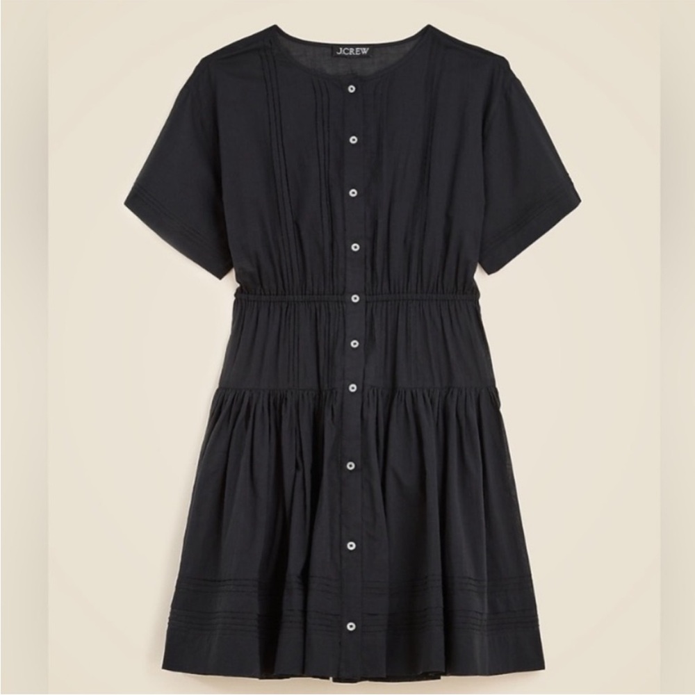 J Crew Dress M Pintuck Black - Picture 5 of 10